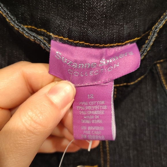 Suzanne Somers NWT Dark Wash Decorative Stich Flare Stretch Jeans Sz 12 Western - Picture 4 of 7